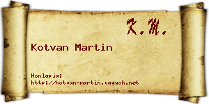 Kotvan Martin névjegykártya